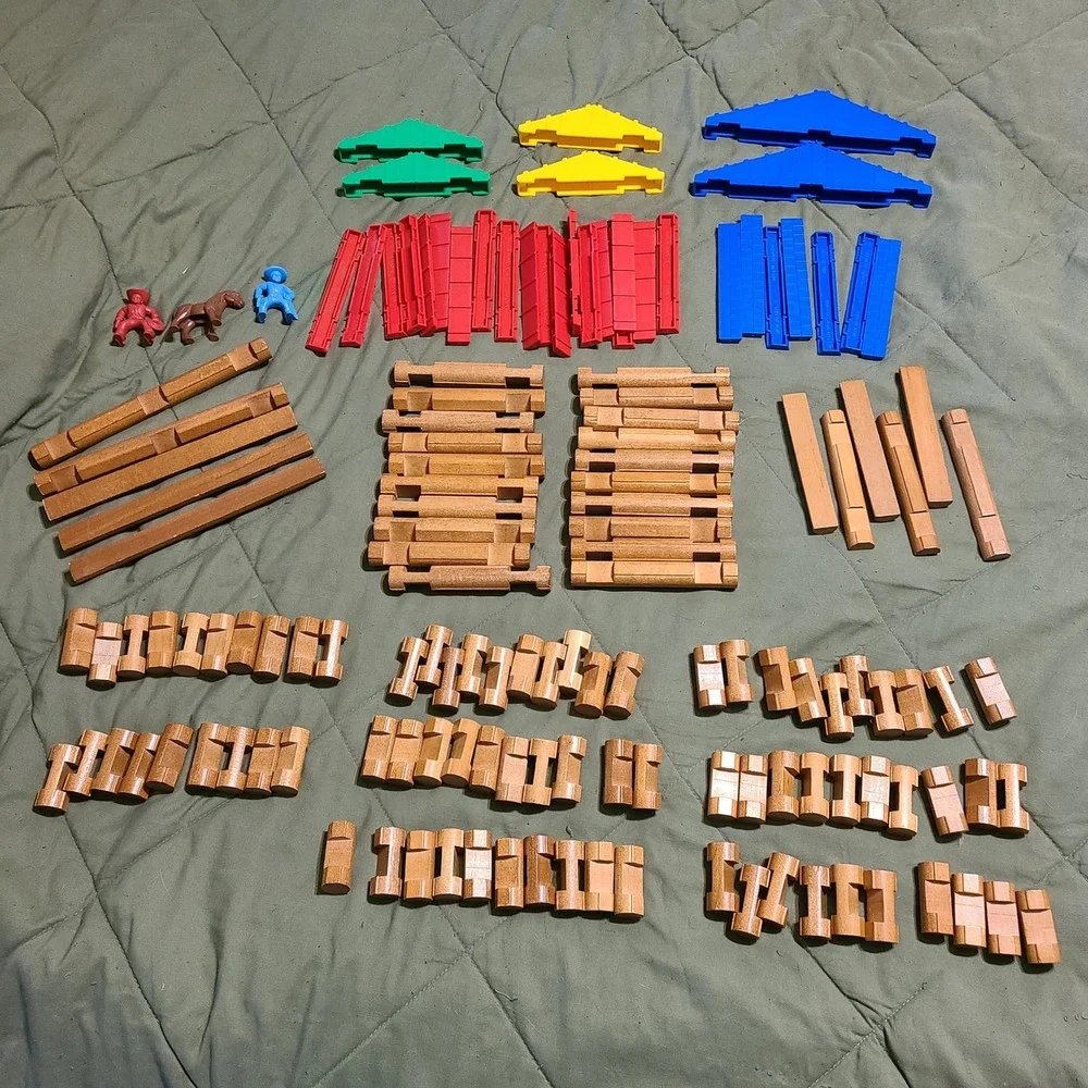 K'NEX Lincoln Logs Building Set Centennial Edition Tin Cowboy Theme Made in USA